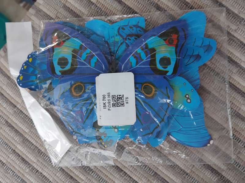 Fiðrildi veggskraut með 2 földum limmiðum