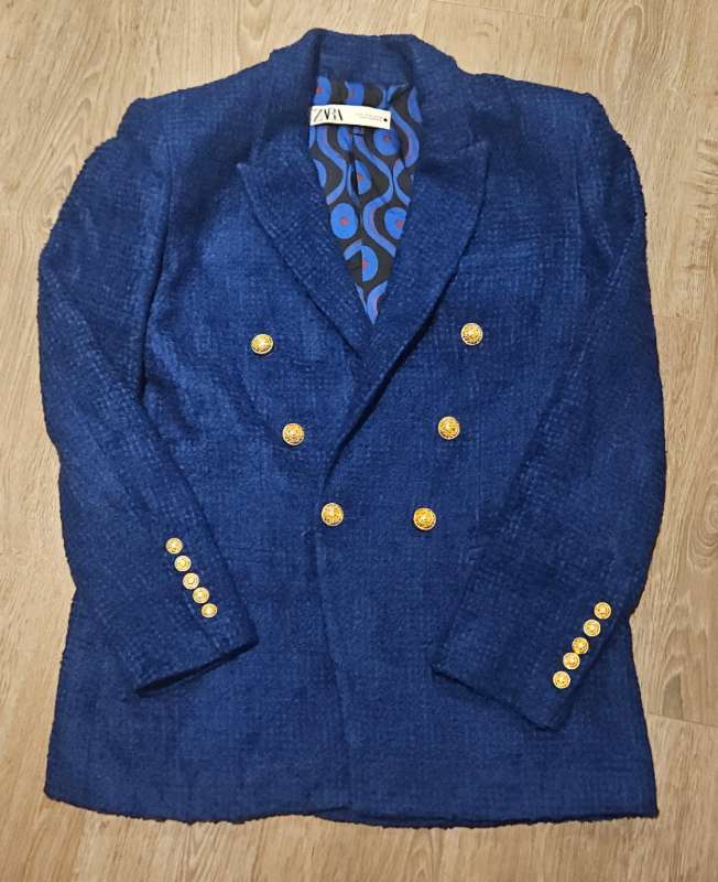 Zara jakki blazer blár m/gylltum hnöppum
