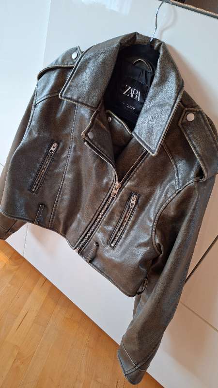 Pleðurjakki (Zara), grænn