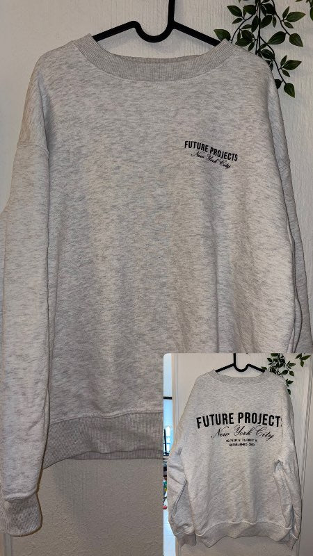Primark peysa oversized fit grá m/ logo á baki