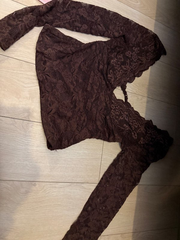 Brown lace top