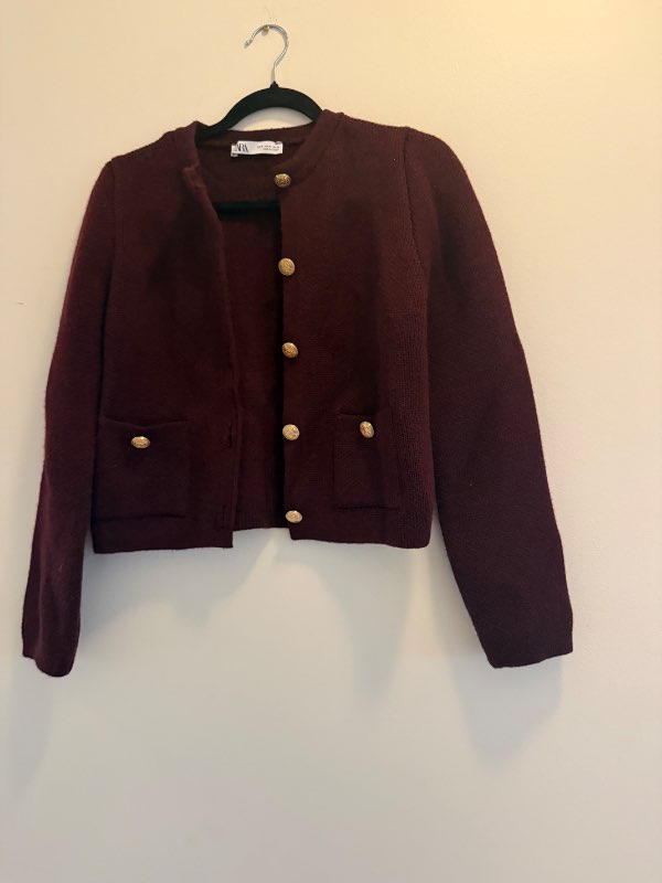 Zara burgundy wool cardigain