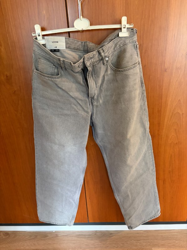 Gráar gallabuxur loose