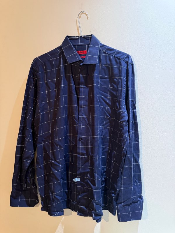 HUGO Boss skyrta dökkblár m/hvítu