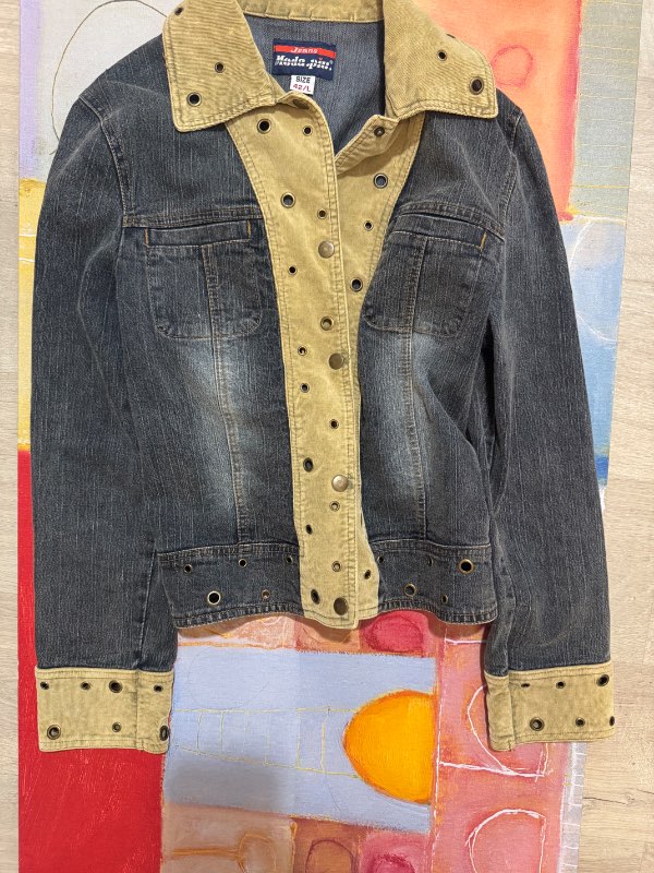 Vintage Denim Jacket with Grommet Details