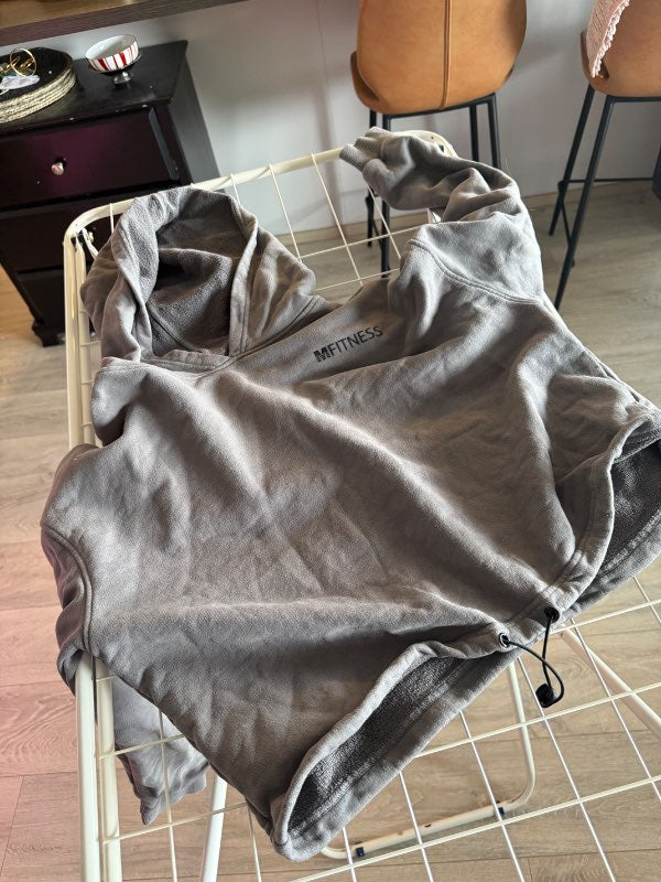 Mfitness Crop Peysa með hættu ( grá )