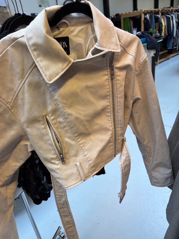 Zara White Leather Jacket