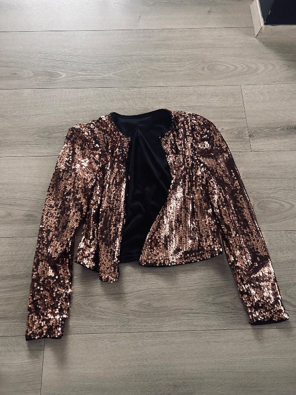 S palliettu jakki rosegold