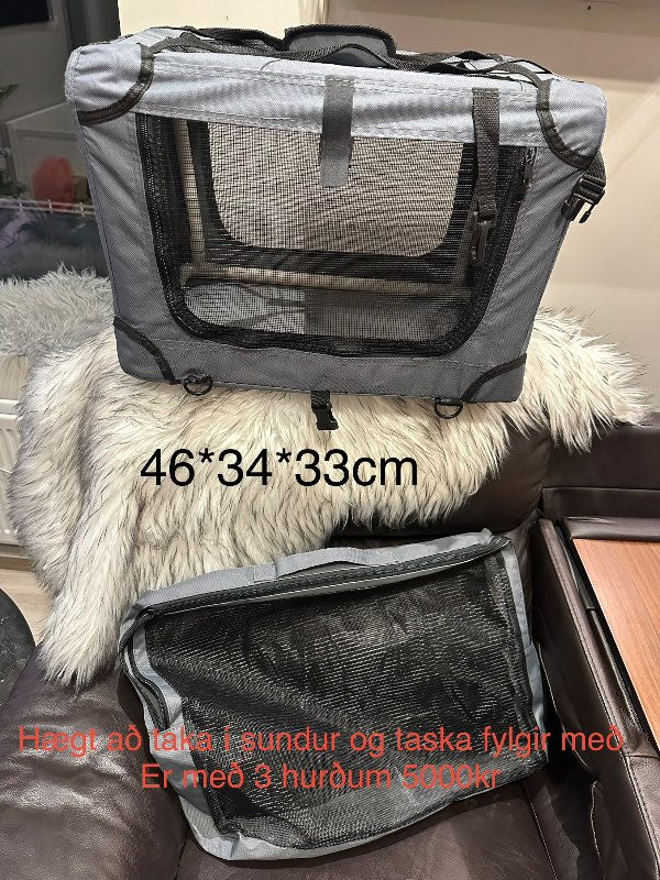 Sambrjótanlegt hundabúr með tösku