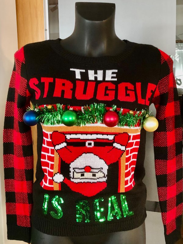 Jólapeysa með ekta jólakúlum