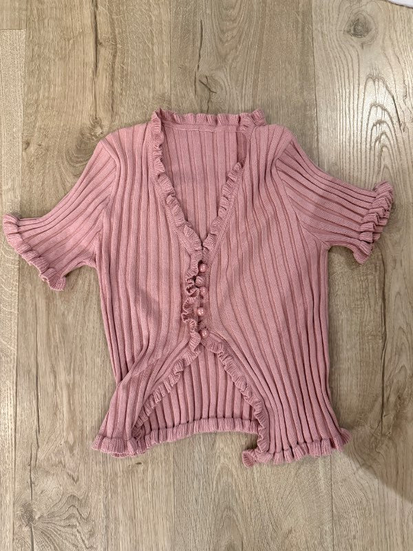 V bleikur cropped top