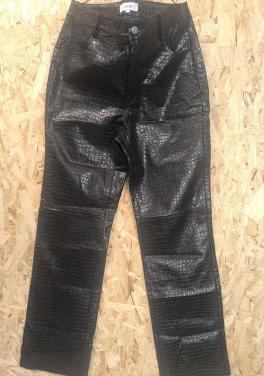 Svartar leðurhanskar með mynstri st M