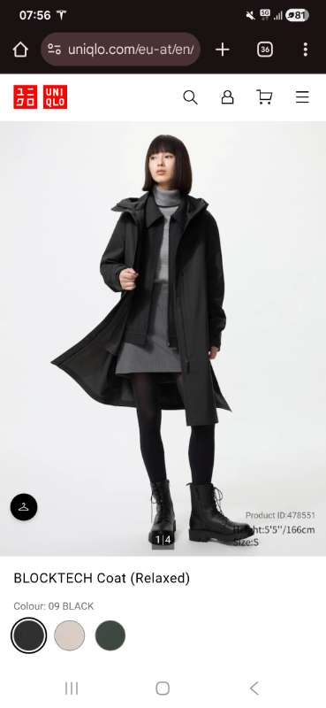 Uniqlo regn- og vindjakki XS