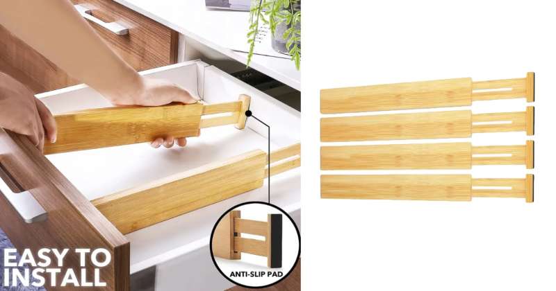 4 pcs bambus skúffuskilrúm