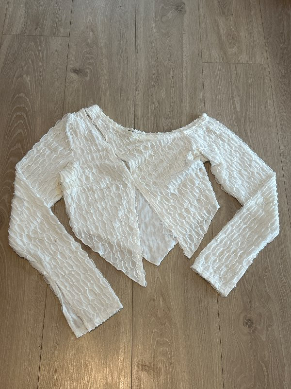 Hvítur langerma Asymmetrical