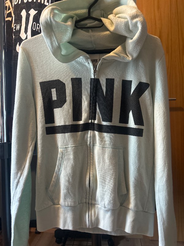 Ljós blá pink hettupeysa