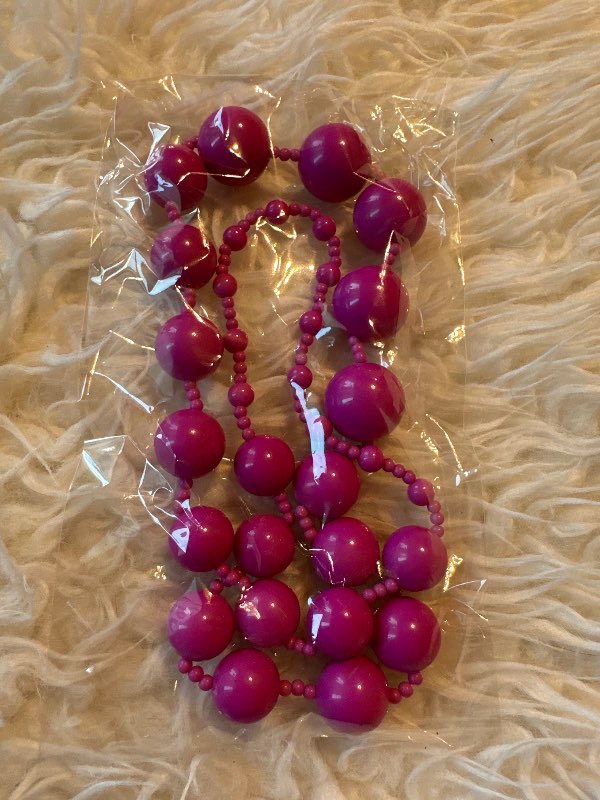 Long pink beaded necklace