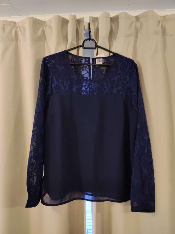 Blússa blúndu navy Vero Moda
