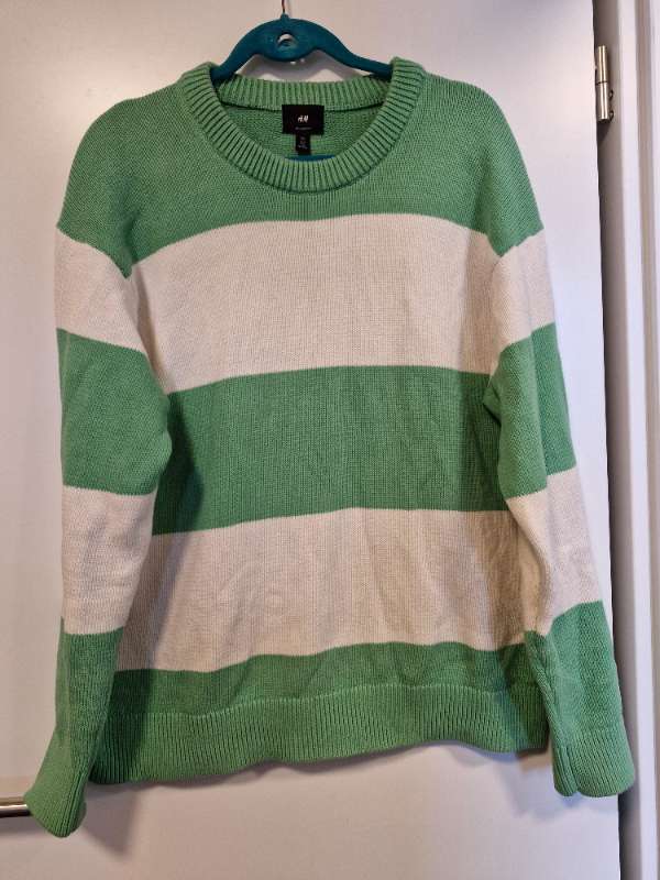 H&M peysa, hvít/græn