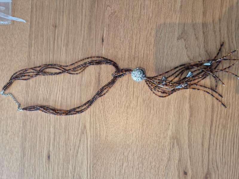 Vintage hálsmen brún perlur