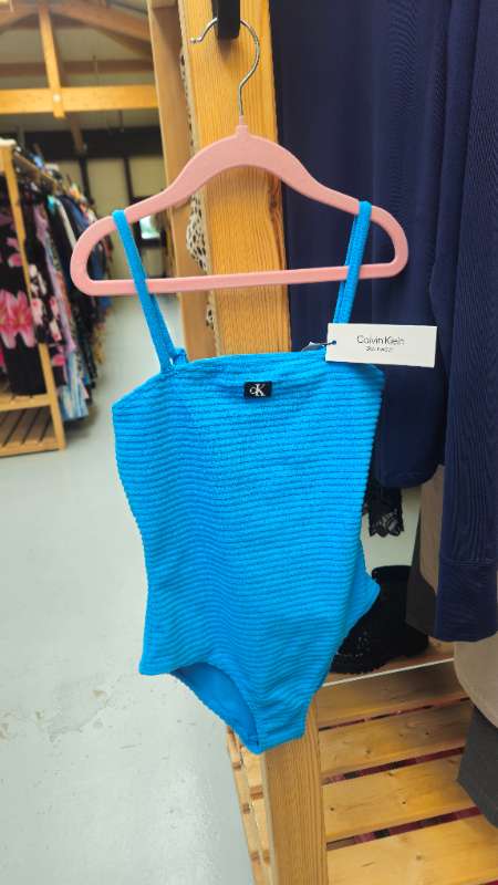 Calvin Klein sundbolur blár rifflaður nýr