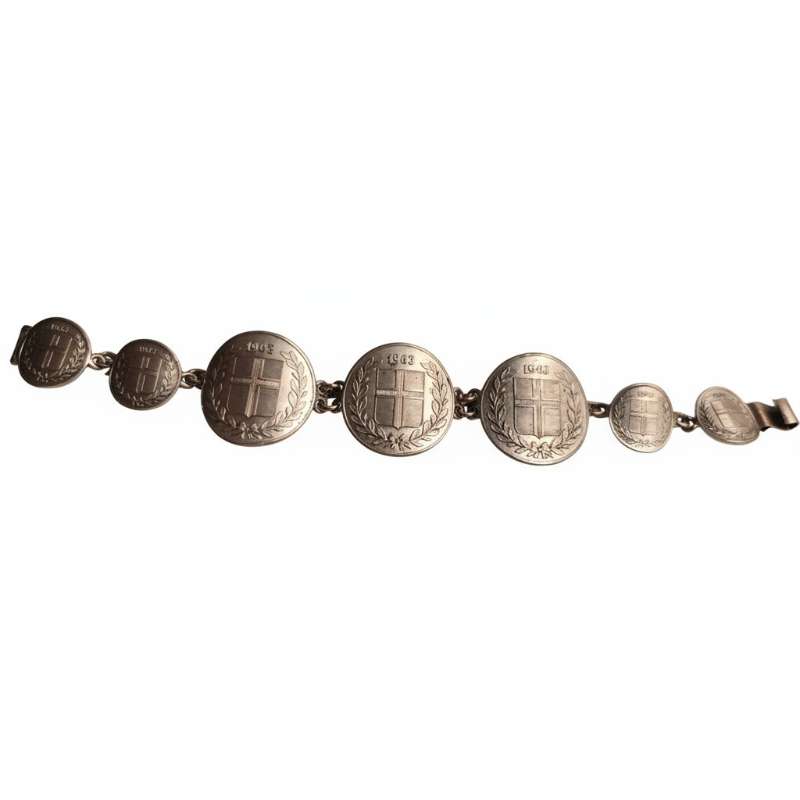 Armband úr íslenskum krónu + auramyntum