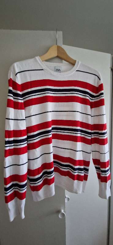 ZARA Hvít/Rauð Peysa