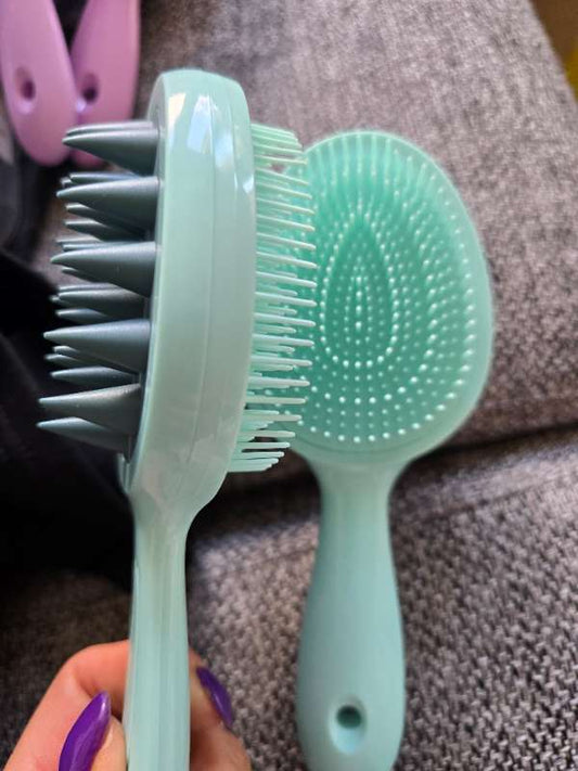 Green brush in the shower
