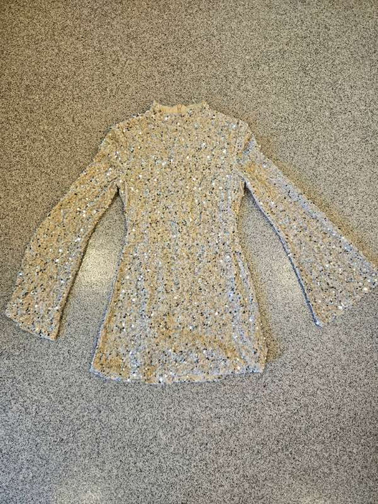 Vera & Lucy glimmerkjóll beige ónotaður