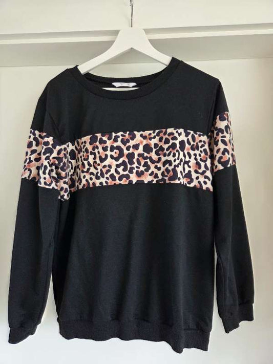 Black leopard print sweater