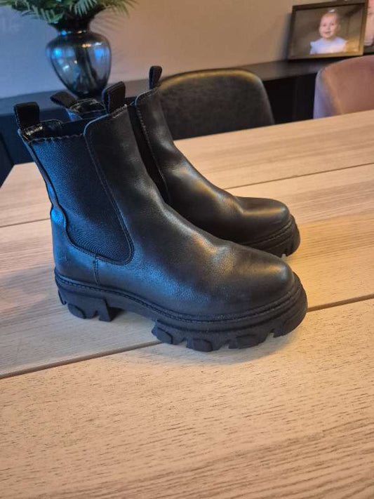 Svartir leður skór