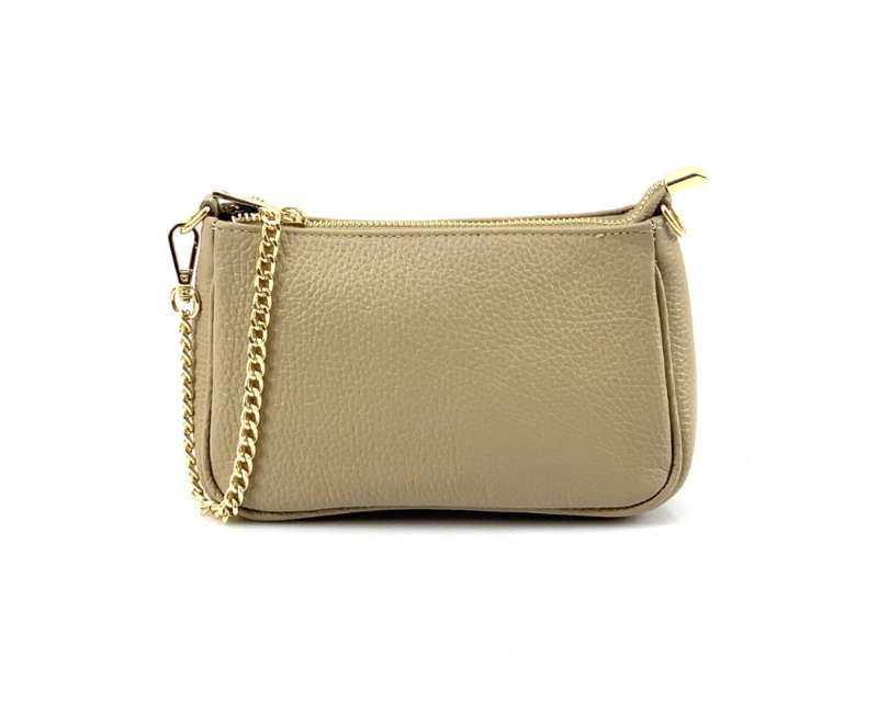 Leðurtaska beige með keðjuól nýtt