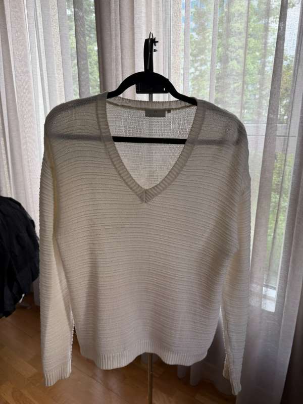 kaffe hvít prjónapeysa oversized s