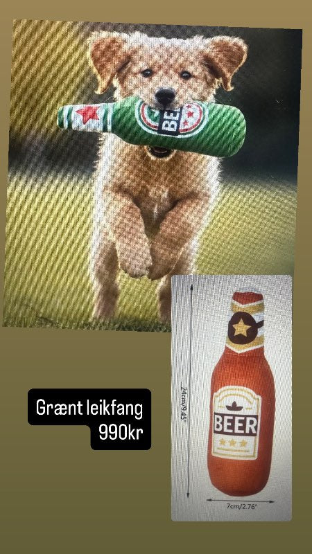 Græn flaska hundaleikfang