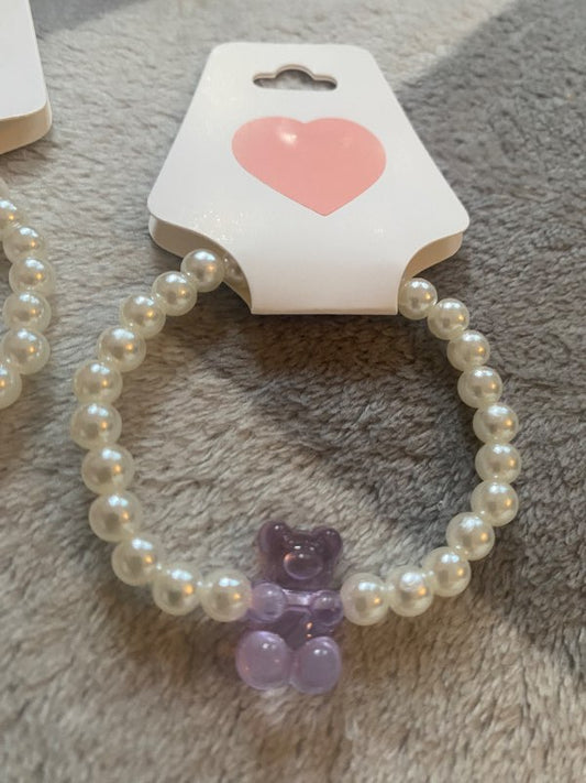 Nýtt fjólubl gúmmí bangsa armband