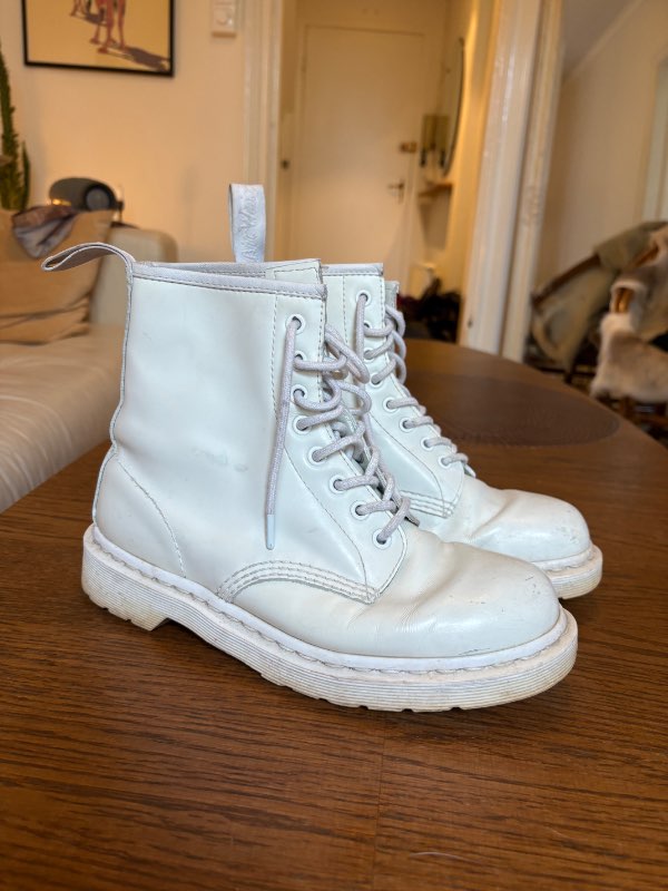Dr. martens boots hvítir leður