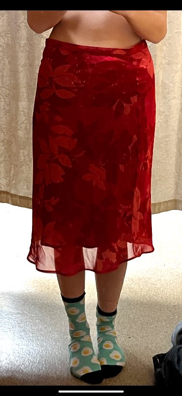 rauðbleikt vintage midi pils