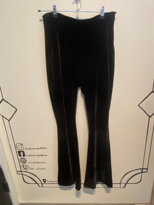 útvíðar velour buxur