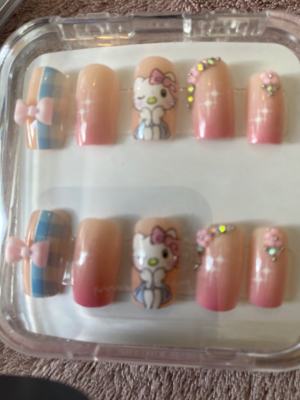 Bleikar/bláar press on nails Hello Kitty