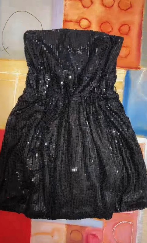 Tube top dress with sequins