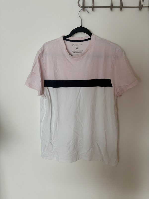 Primark bleikur&hvítur stuttermabolur