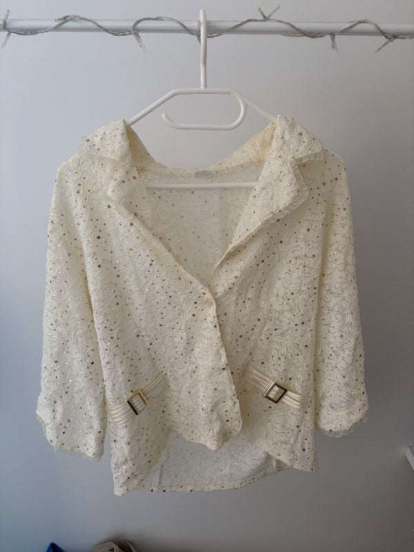 Hvítur glimmer blazer