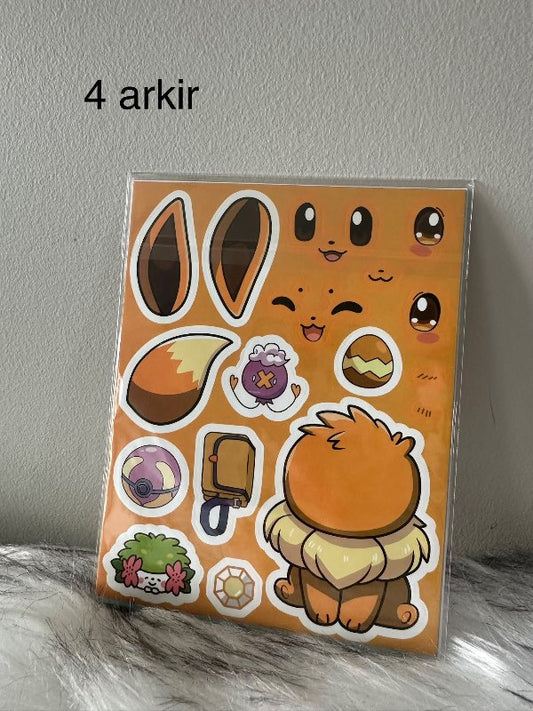4 arkir pokimon límmiða spjöld