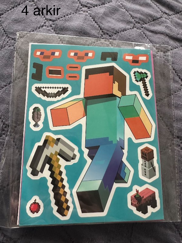 4 arkir Minecraft límmiða spjöld