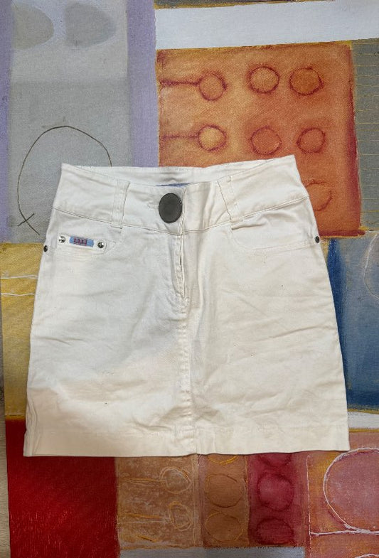 Jumbo button white denim skirt