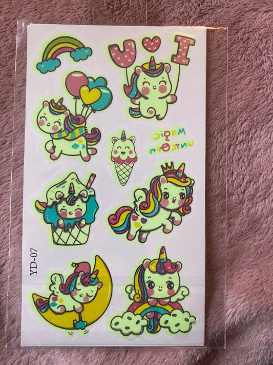 Unicorn tattoo glow in the dark