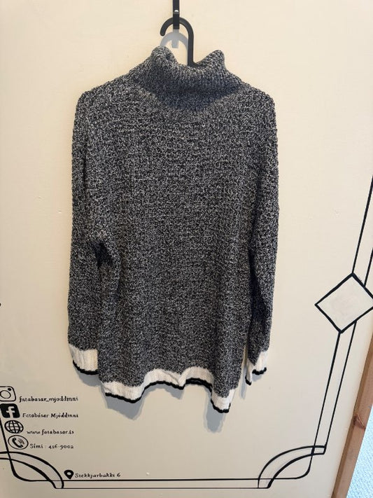 H&M prjónapeysa svört/hvít