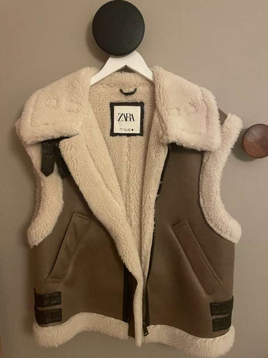 Loðvesti Zara brúnt/ljóst