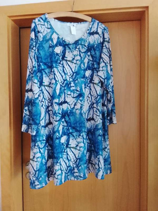 Toppur/kjóll blámunstraður