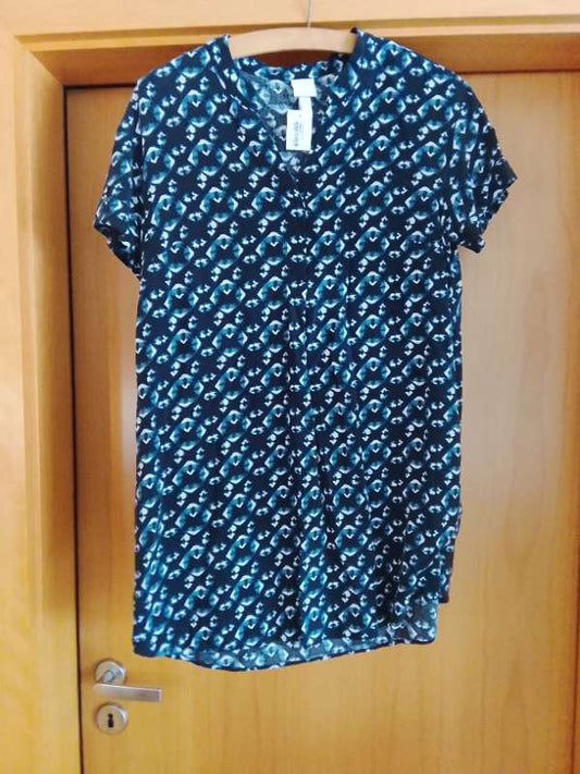 Toppur blár/hv/svartur